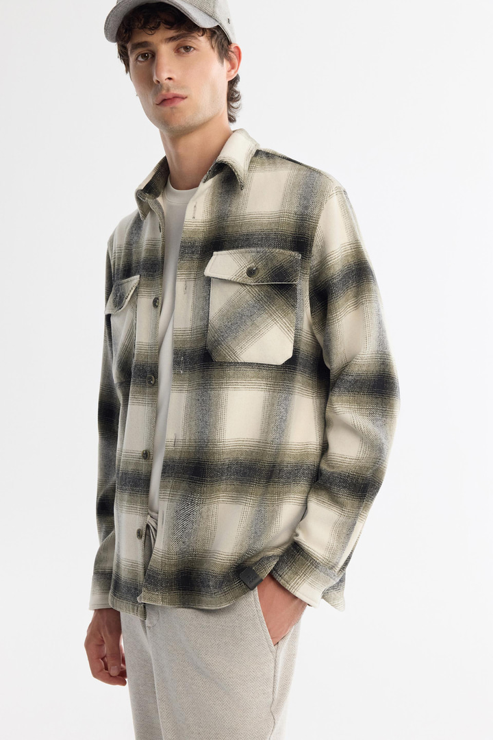 Khaki Wool Blend Overshirt