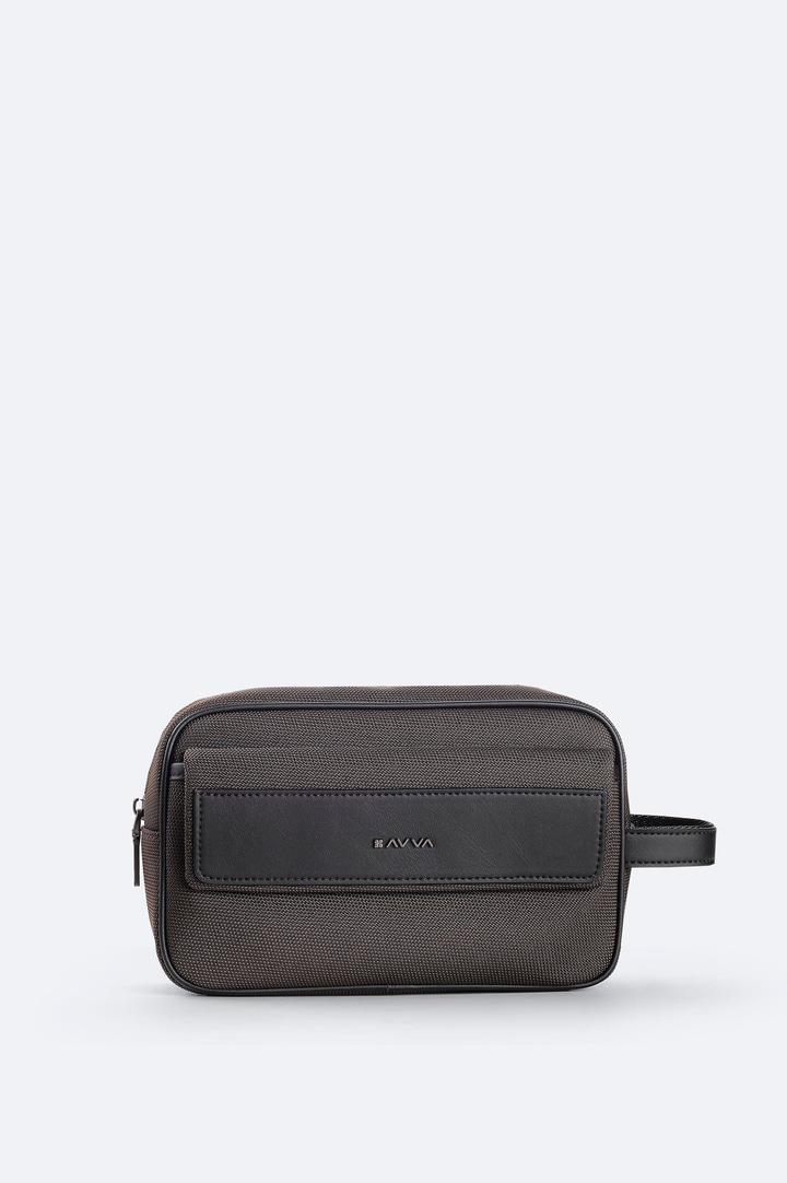 Kahve Çift Fermuarlı El Çantası