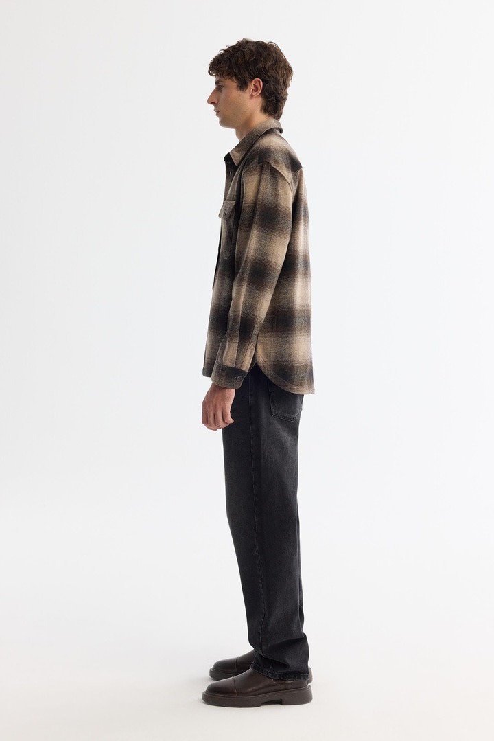 Brown Wool Blend Overshirt