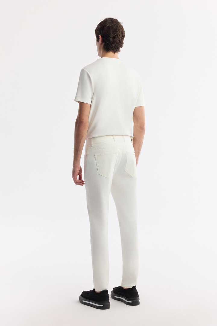 Kırık Beyaz Klasik Bel Soft Touch Pamuklu Pantolon