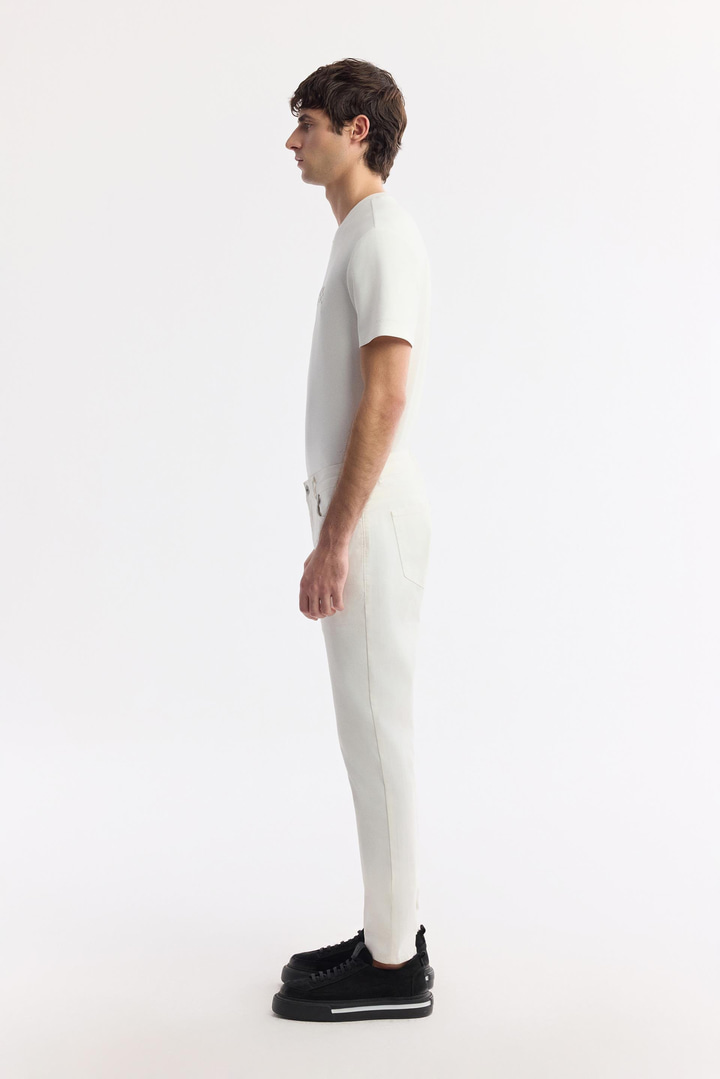 Kırık Beyaz Klasik Bel Soft Touch Pamuklu Pantolon