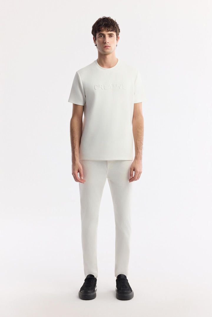 Kırık Beyaz Klasik Bel Soft Touch Pamuklu Pantolon