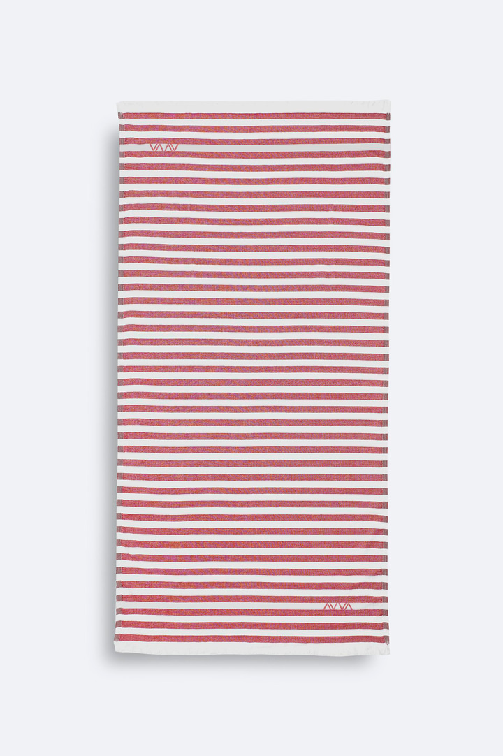 Kırmızı Çizgili %100 Pamuk Peştemal