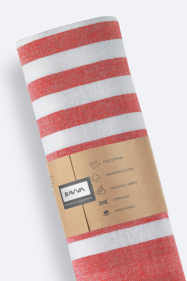 Kırmızı Çizgili %100 Pamuk Peştemal