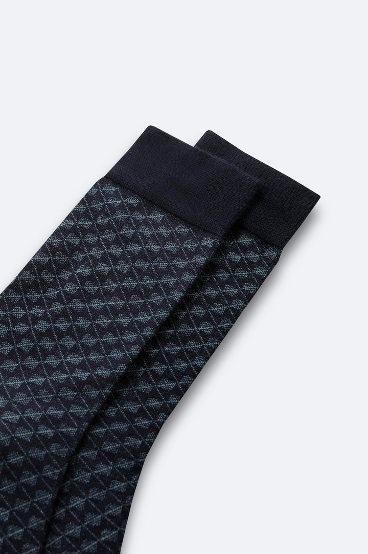Lacivert Desenli Bambu Soket Çorap