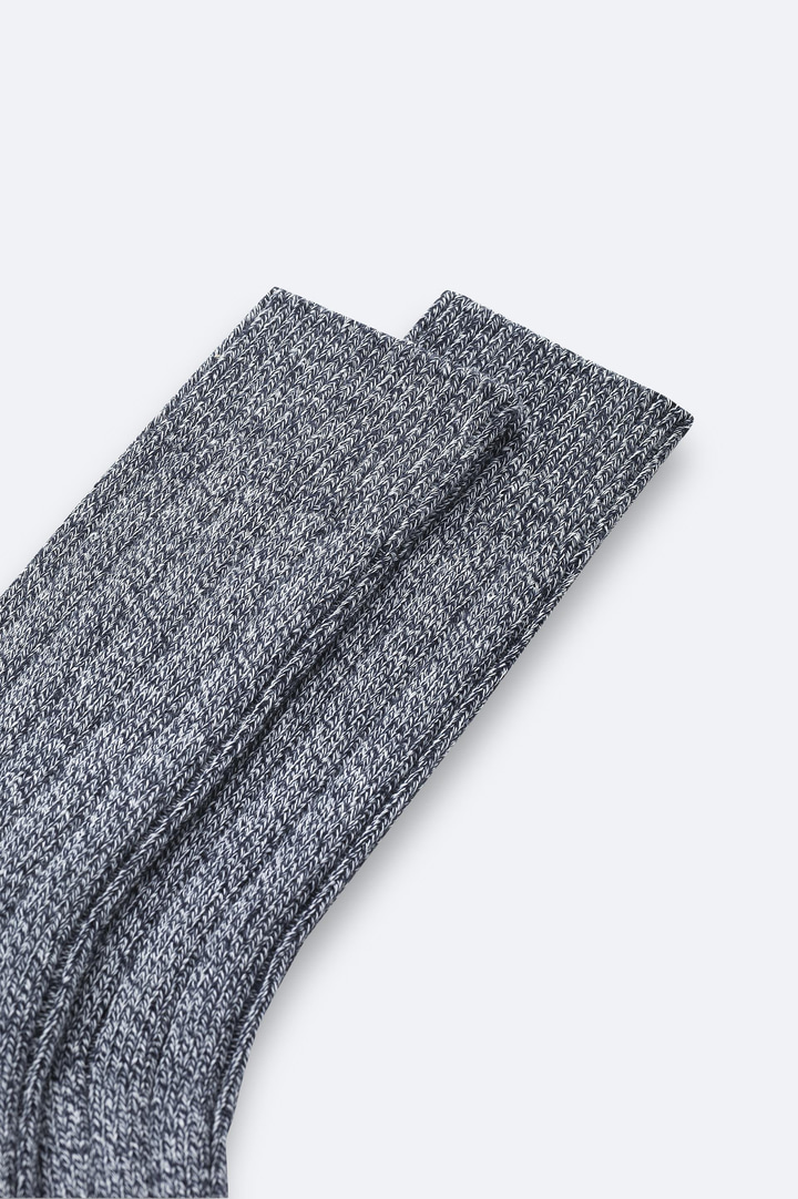 Lacivert Yün Karışımlı Fitilli Soket Çorap