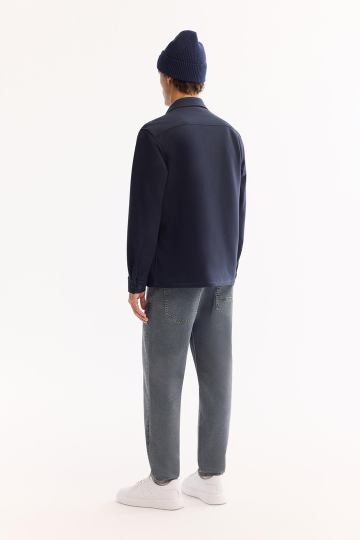 Lacivert Klasik Yaka Jersey Gömlek Ceket