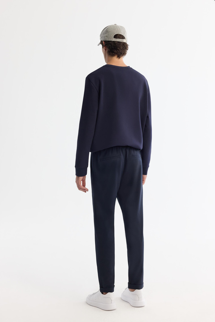 Lacivert Beli Lastikli Bağcıklı Duble Paça Jogger Pantolon