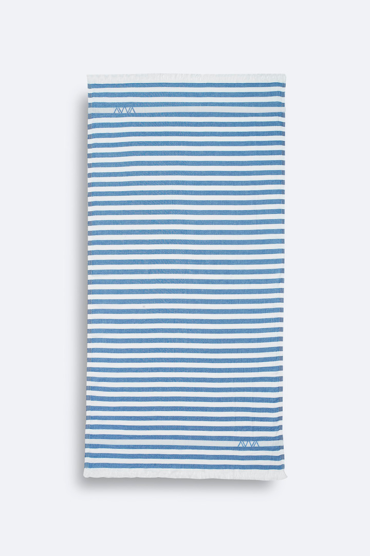 Mavi Çizgili %100 Pamuk Peştemal