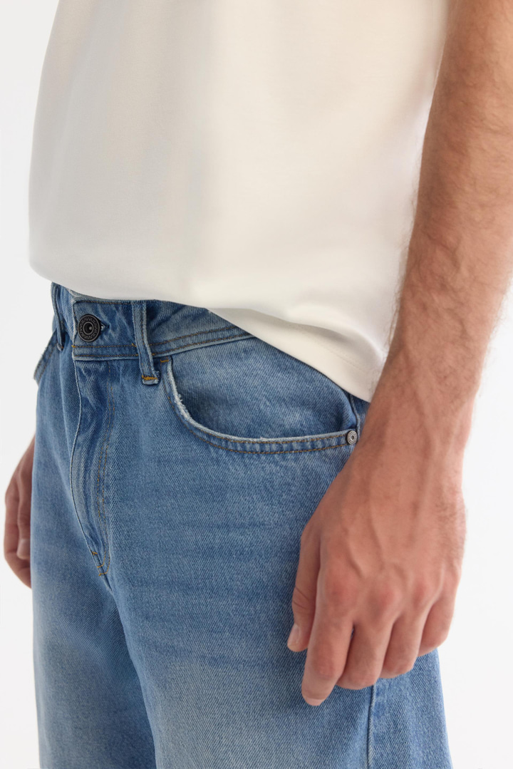 Mavi Klasik Bel Eskitme Yıkama Elastan Jean Pantolon