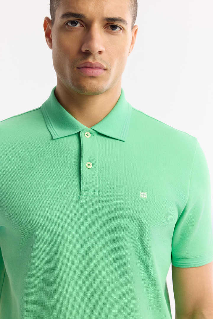 Neon Yeşil Kıvrılmaz Polo Yaka %100 Pamuk Basic T-Shirt