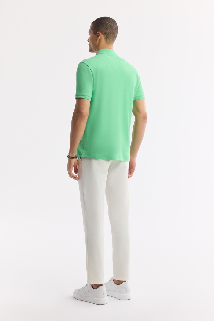 Neon Yeşil Kıvrılmaz Polo Yaka %100 Pamuk Basic T-Shirt
