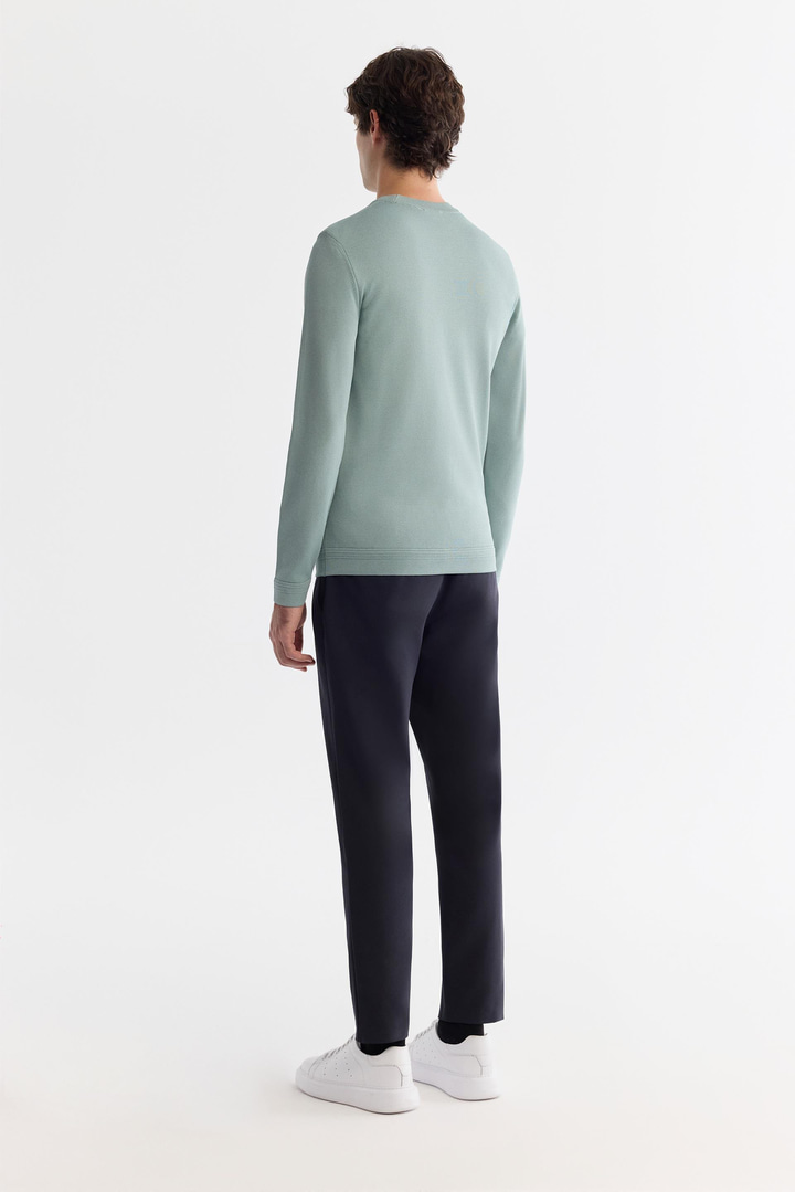 Pale Turquoise High Crew Neck Jumper