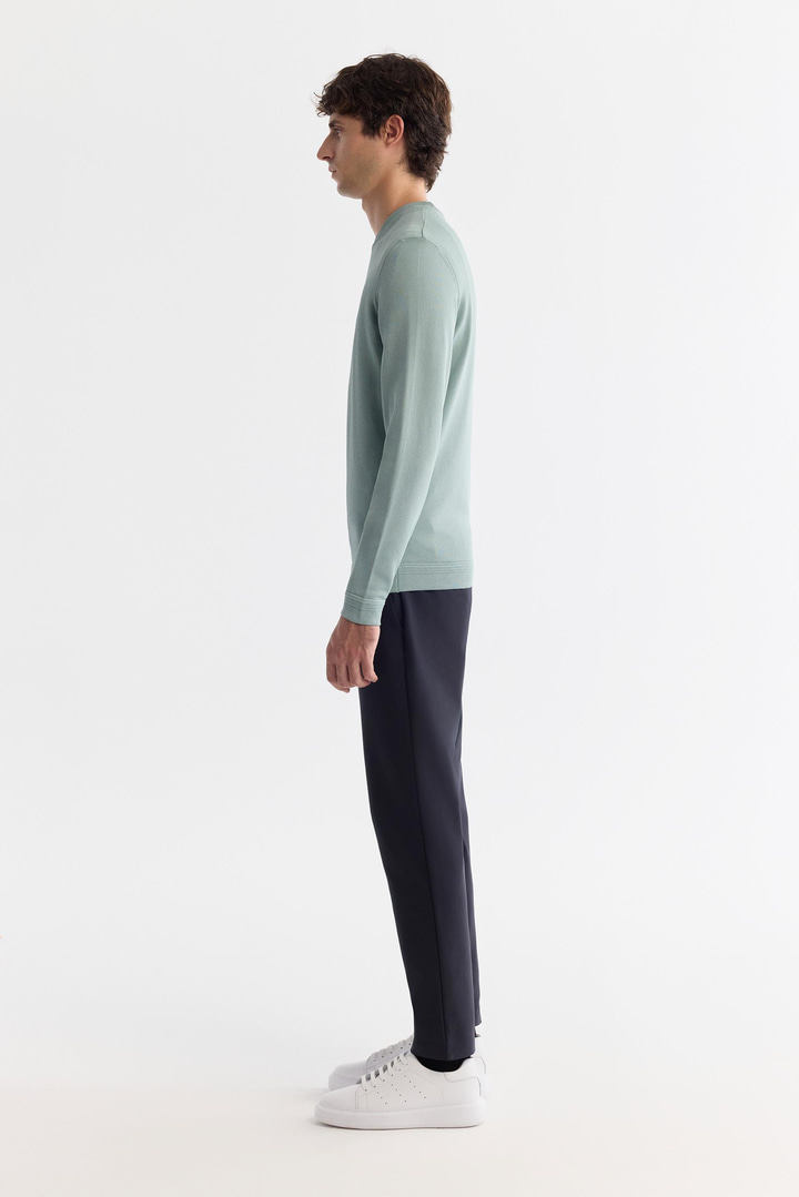 Pale Turquoise High Crew Neck Jumper