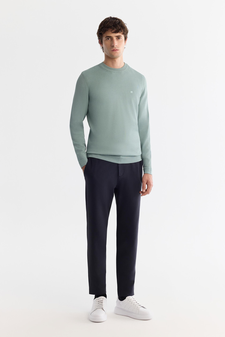 Pale Turquoise High Crew Neck Jumper