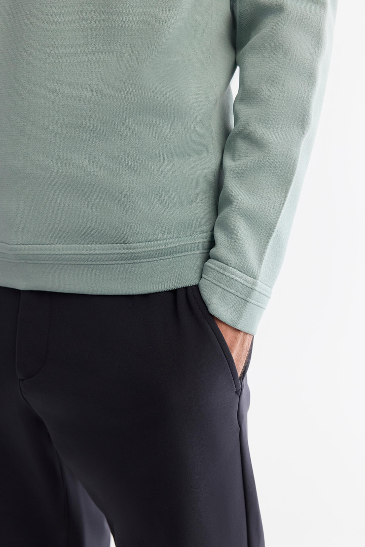 Pale Turquoise High Crew Neck Jumper