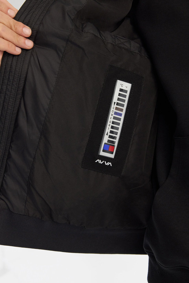 Siyah Dik Yaka Kare Kapitone Termometreli Şişme Yelek