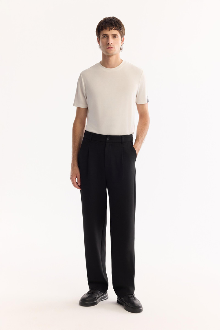 Black Classic Waist Bi-Stretch Easy-Iron Pants
