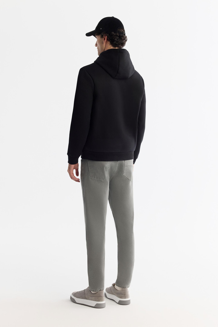 Siyah Kapüşonlu Pamuklu 3 İplik Şardonlu Baskılı Sweatshirt