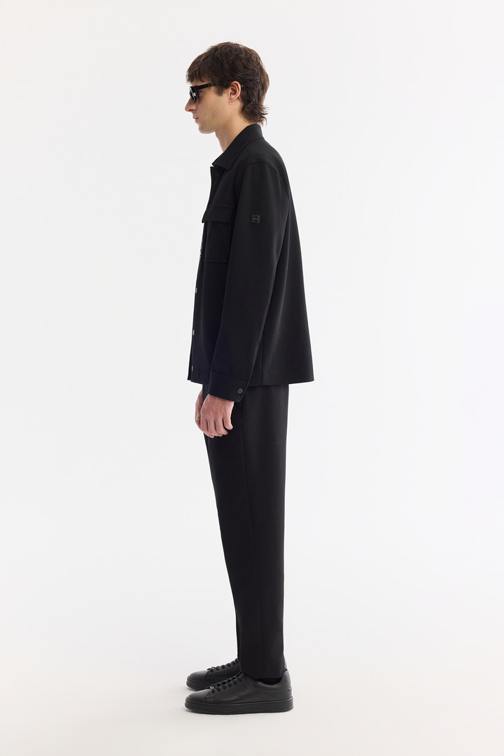 Siyah Klasik Yaka Pamuklu Kolay Ütülenen Gömlek Ceket