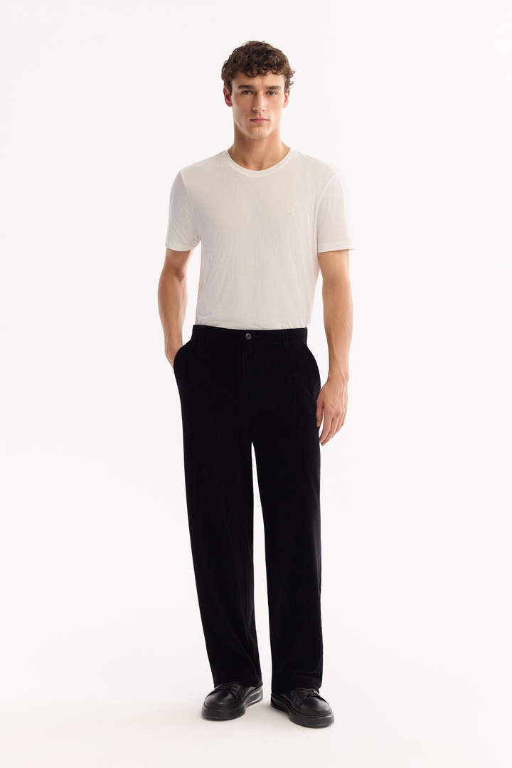 Siyah Pamuklu Soft Touch Kadife Pantolon