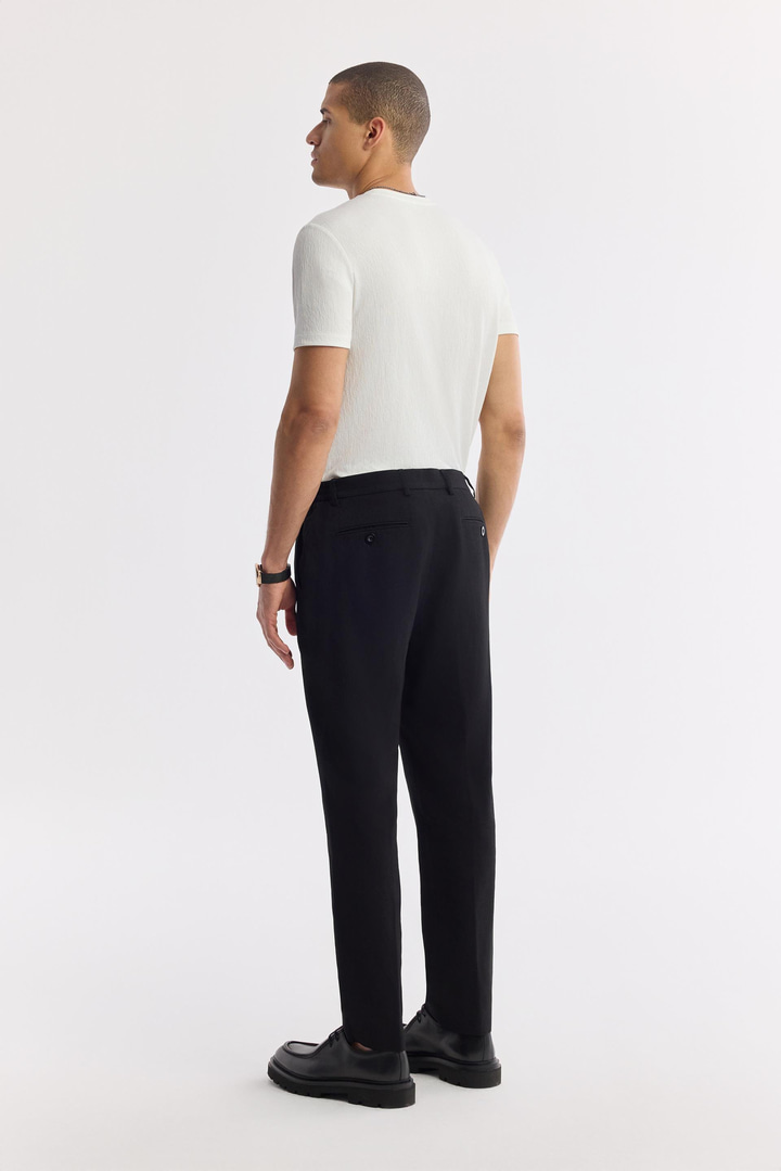 Black Soft Touch Elastic Waist Pants with Side Pockets