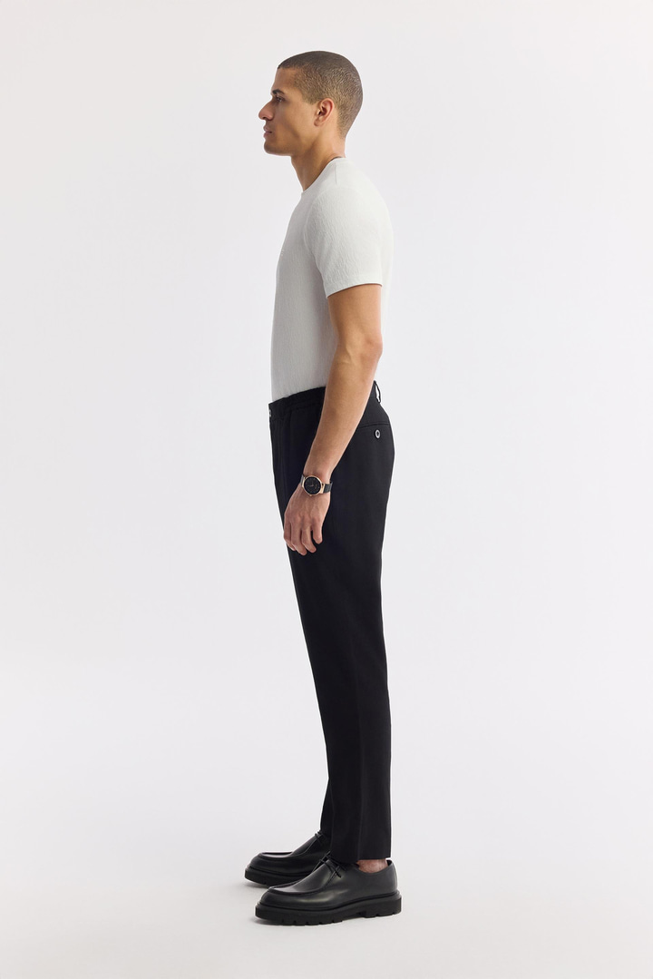 Black Soft Touch Elastic Waist Pants with Side Pockets