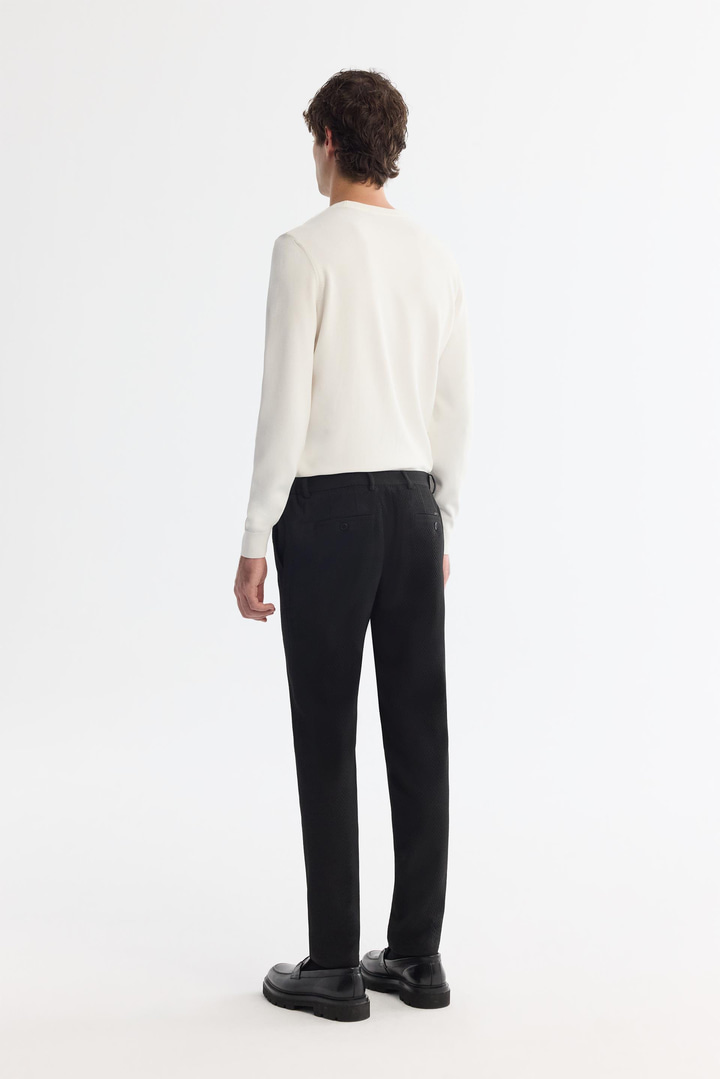 Siyah Klasik Bel Yandan Cepli Dokulu Bi-Stretch Pantolon