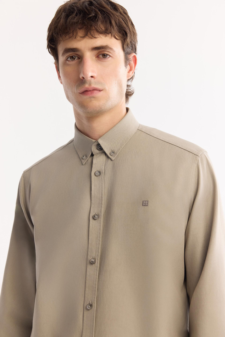 Vizon Düğmeli Yaka Pamuklu Soft Touch Gömlek