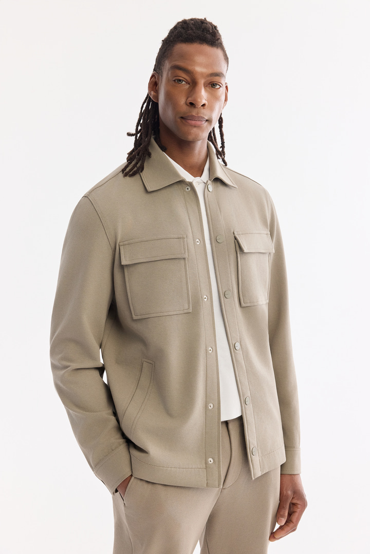 Yağ Yeşili Klasik Yaka Pamuklu Kolay Ütülenen Gömlek Ceket