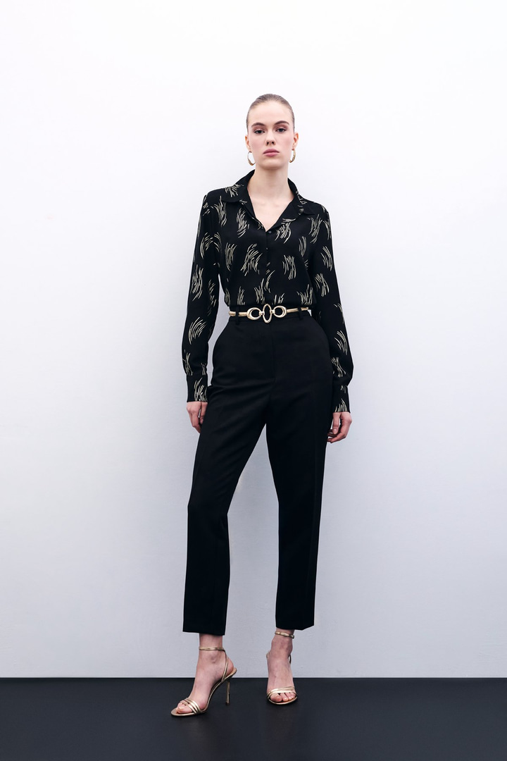 Cepli Düz Pantolon - Siyah