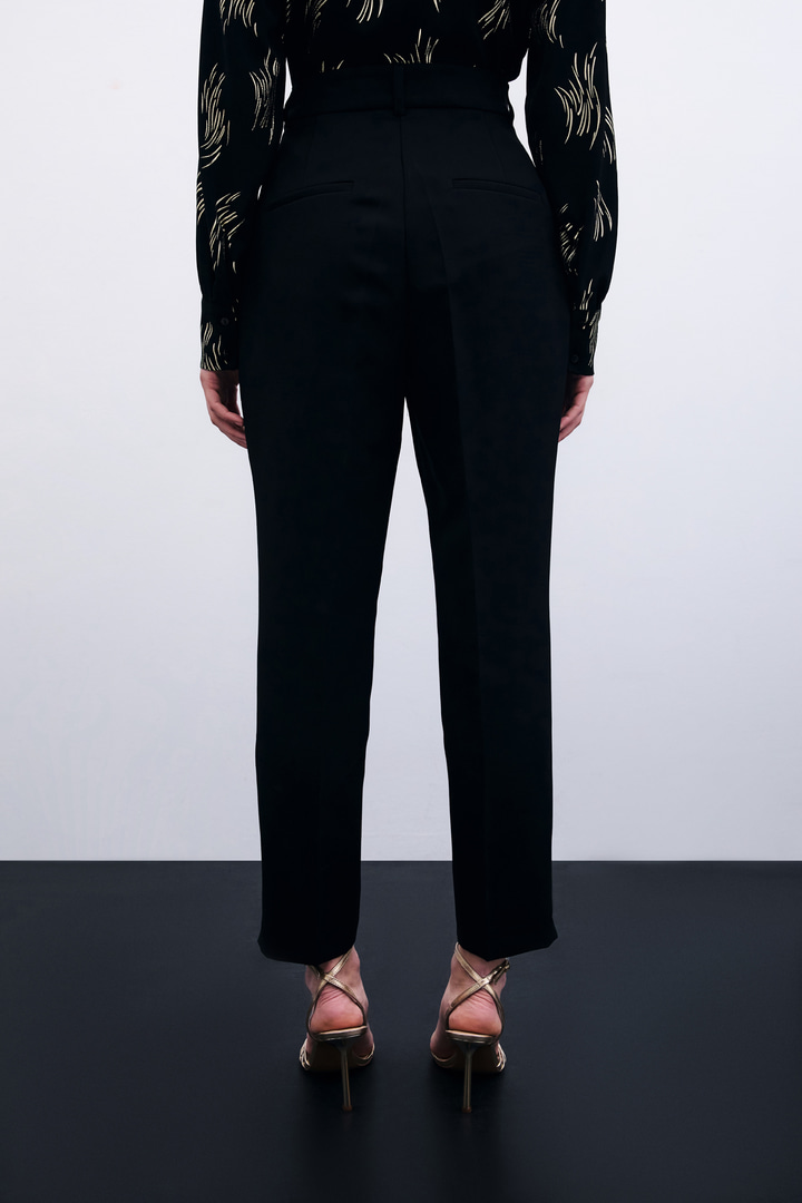 Cepli Düz Pantolon - Siyah