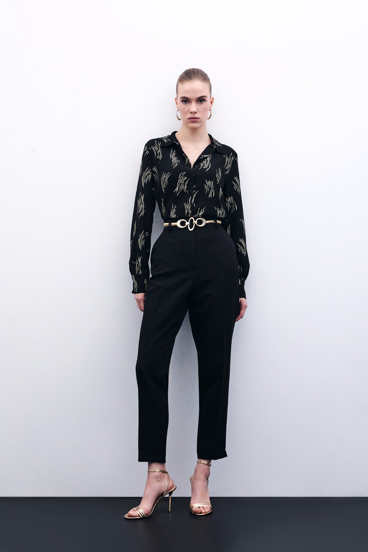 Cepli Düz Pantolon - Siyah