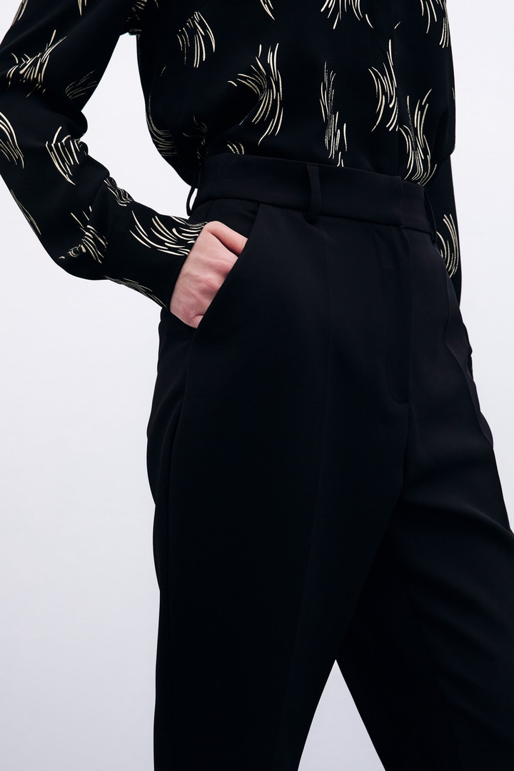 Cepli Düz Pantolon - Siyah