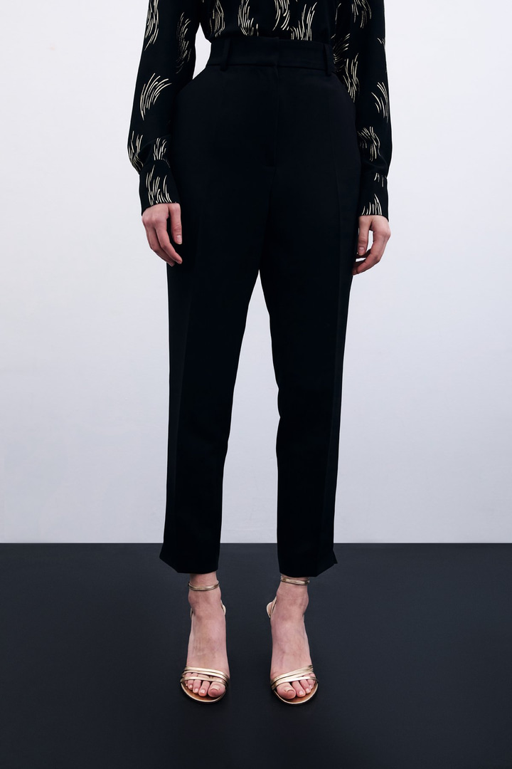 Cepli Düz Pantolon - Siyah