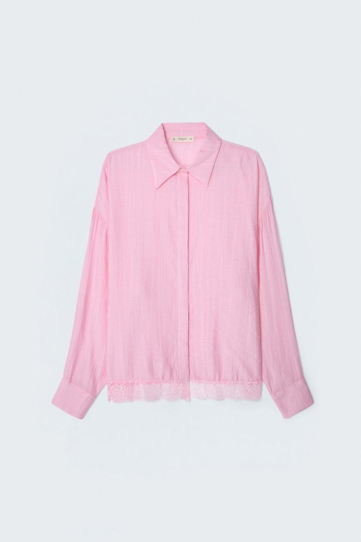 Dantel Detaylı Gömlek - Pembe