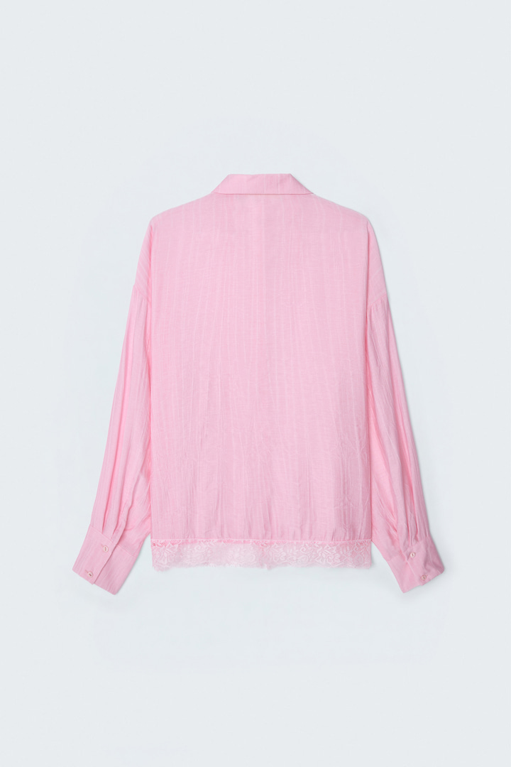 Dantel Detaylı Gömlek - Pembe
