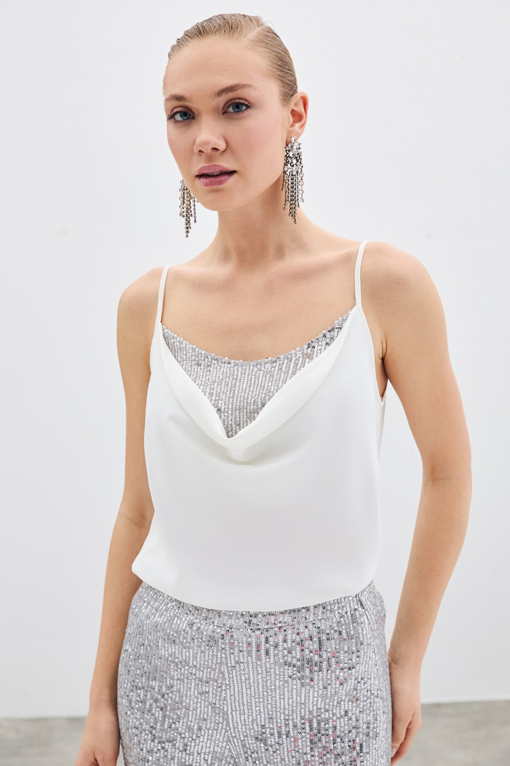 Degaje Yaka Bluz - Ekru