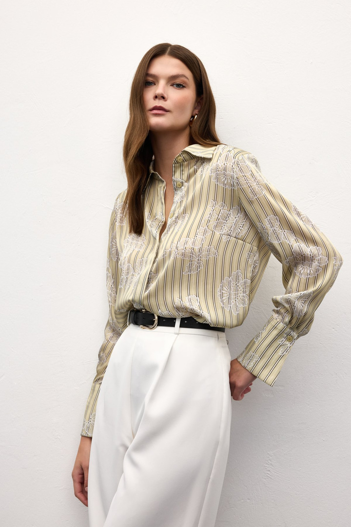 Geniş Manşetli Gömlek - Sarı