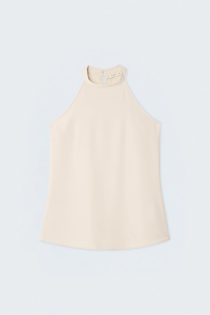 Halter Yaka Bluz - Bej