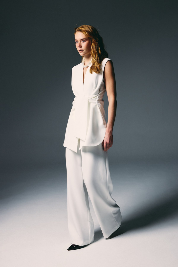 Kalın Kuşaklı Yelek - Ekru