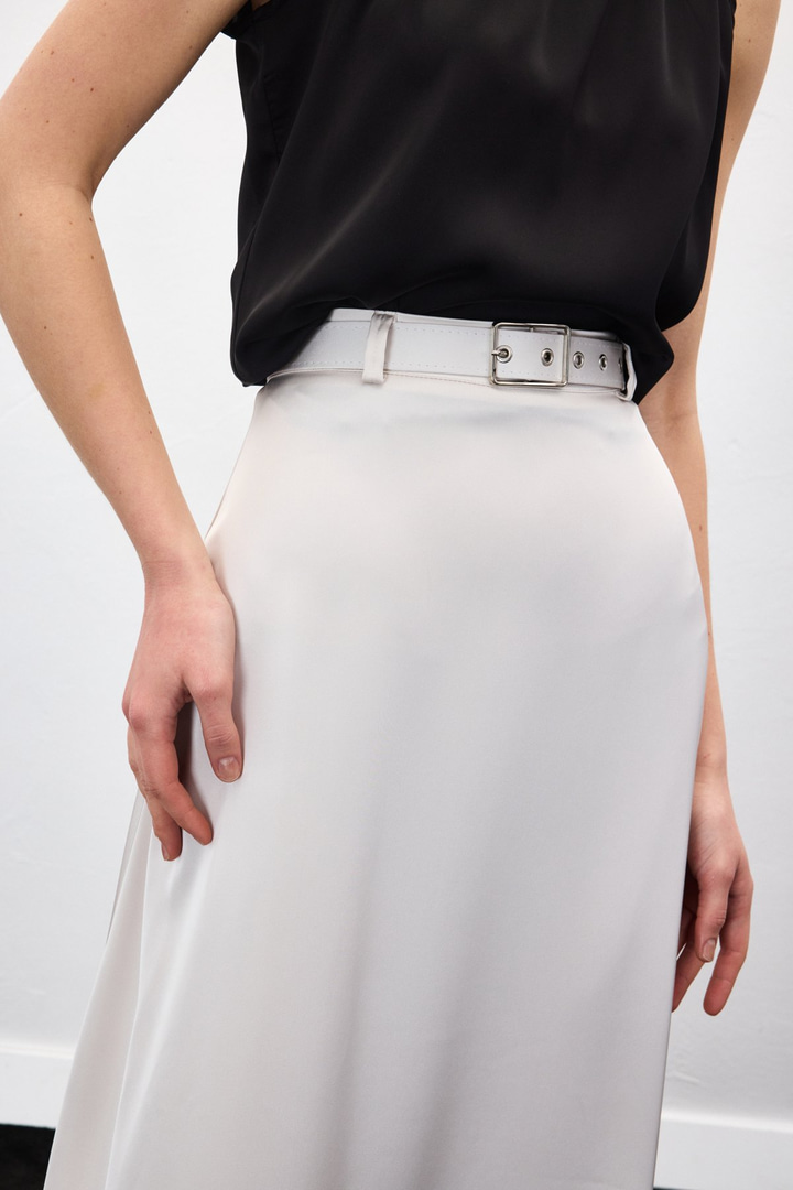 Kemerli Saten Etek - Taş