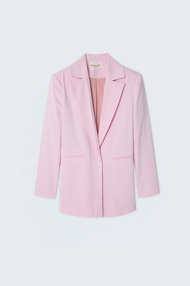 Keten Görünümlü Ceket - Pembe