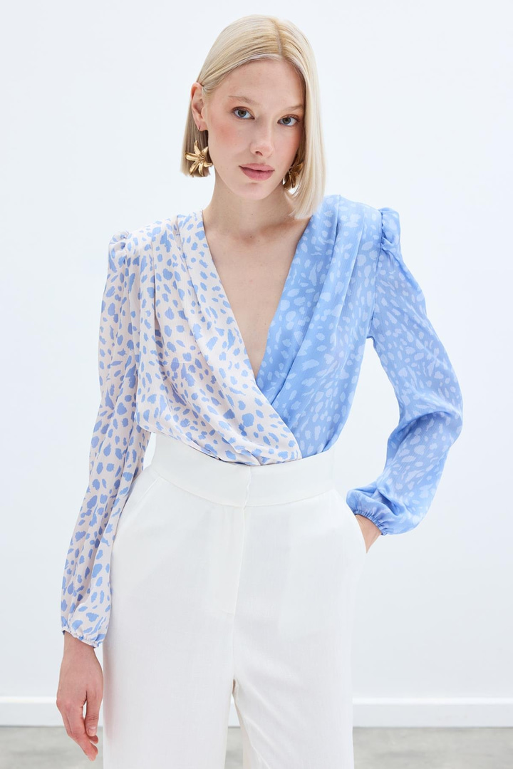 Kruvaze Desenli Bodysuit - BEBEMAVİ EKRU