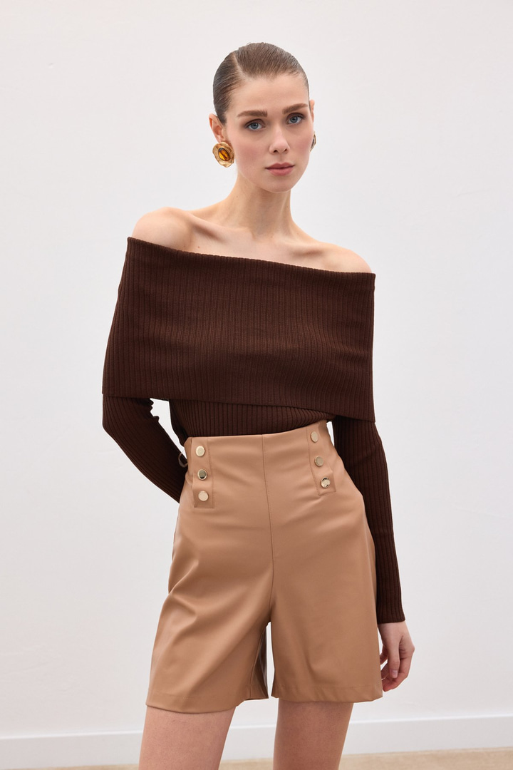 Madonna Yaka Triko - Kahve