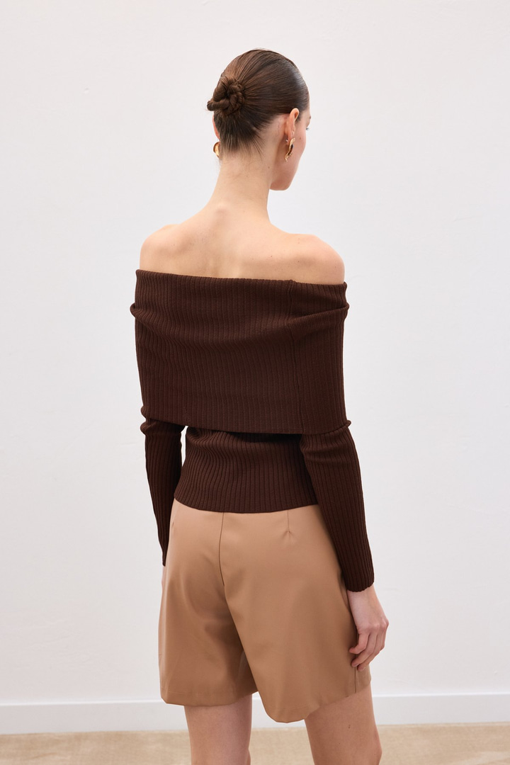 Madonna Yaka Triko - Kahve