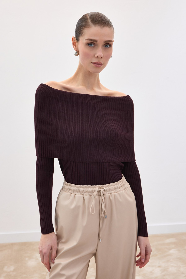 Madonna Yaka Triko - Mürdüm