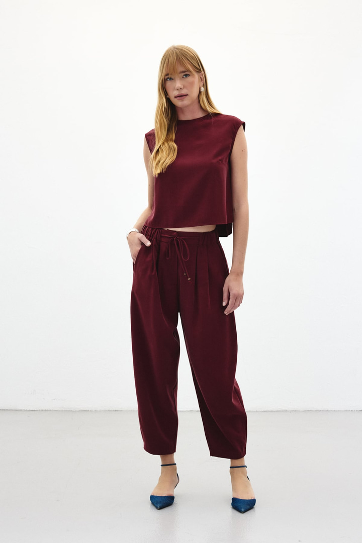 Şalvar Kesim Pantolon - Bordo