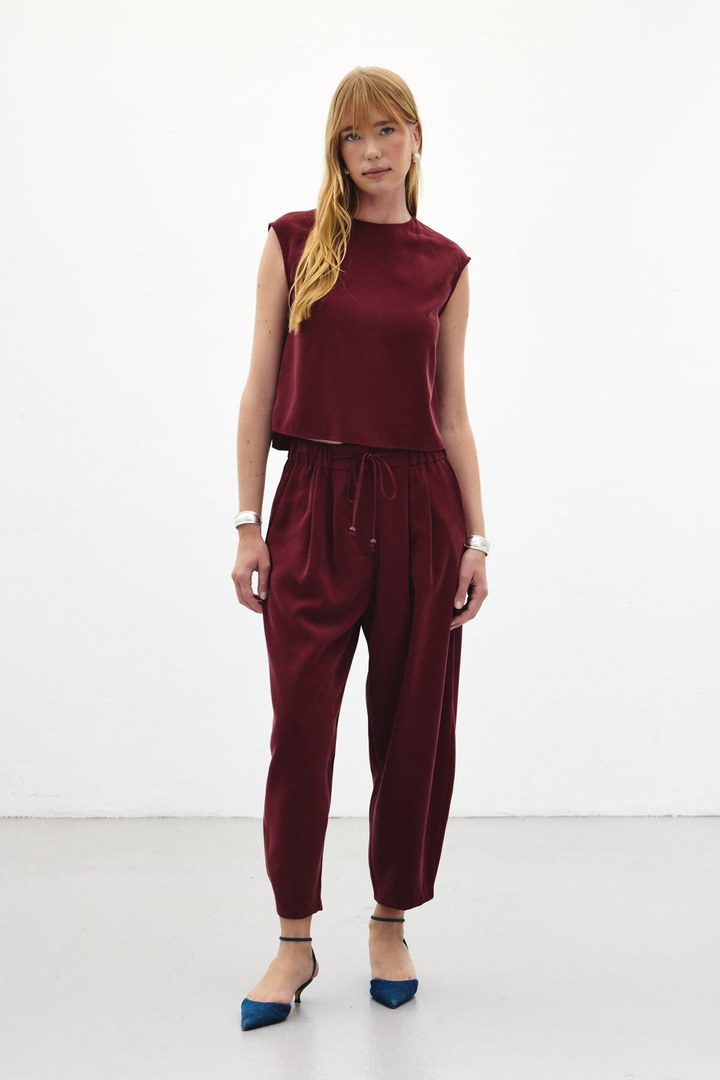 Şalvar Kesim Pantolon - Bordo