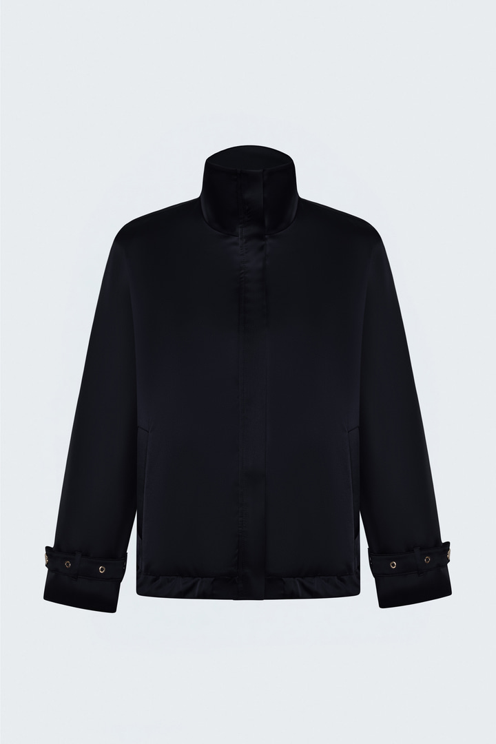 Saten Bomber Ceket - Lacivert